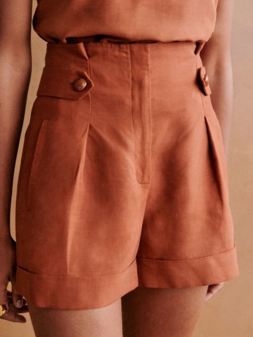 Sézane Mila Shorts in Terracotta Brown NWT 38/6